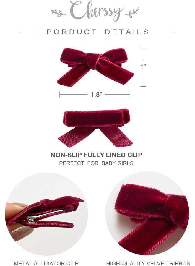 Cherssy Velvet Bows for Baby Girls, 20pcs Boutique Tiny Baby Hair Clips, Fully Lined Hair Barrettes Alligators for Infants Toddlers Fine Hair - Image 2